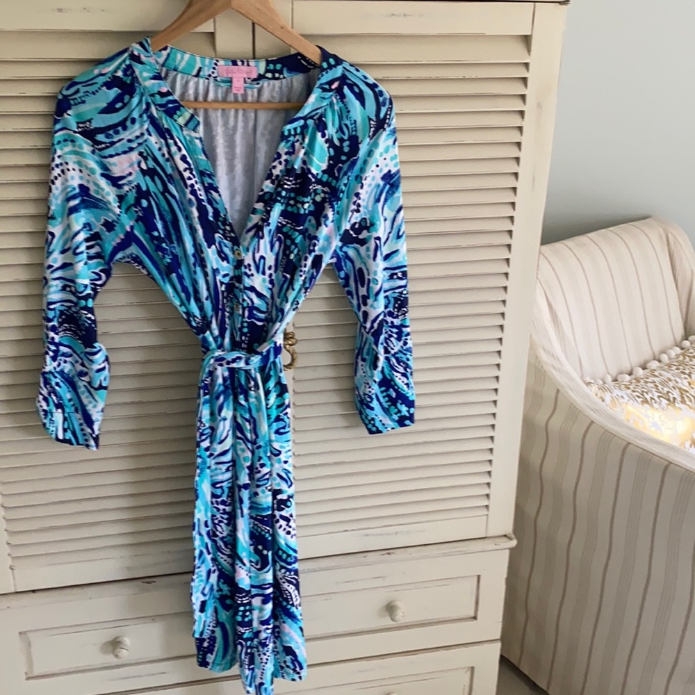 Lilly Pulitzer Henley Shirt Dress Belted Medium